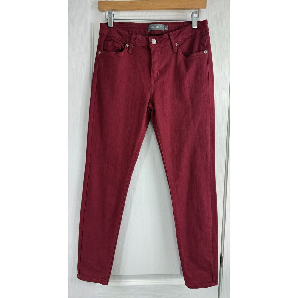 Just USA Women's Maroon Red Skinny Jeans Cotton Polyester Spandex Size 27